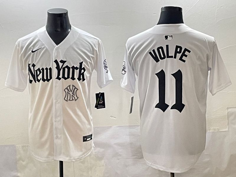Men 2025 New York Yankees #11 Volpe White Five generations Joint Name Nike MLB Jersey style 39